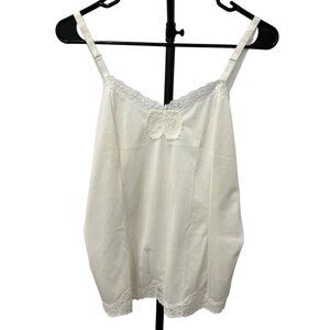 Vintage Philmaid Nylon Camisole Slip Lace Trim Bow Accent Size 36 White